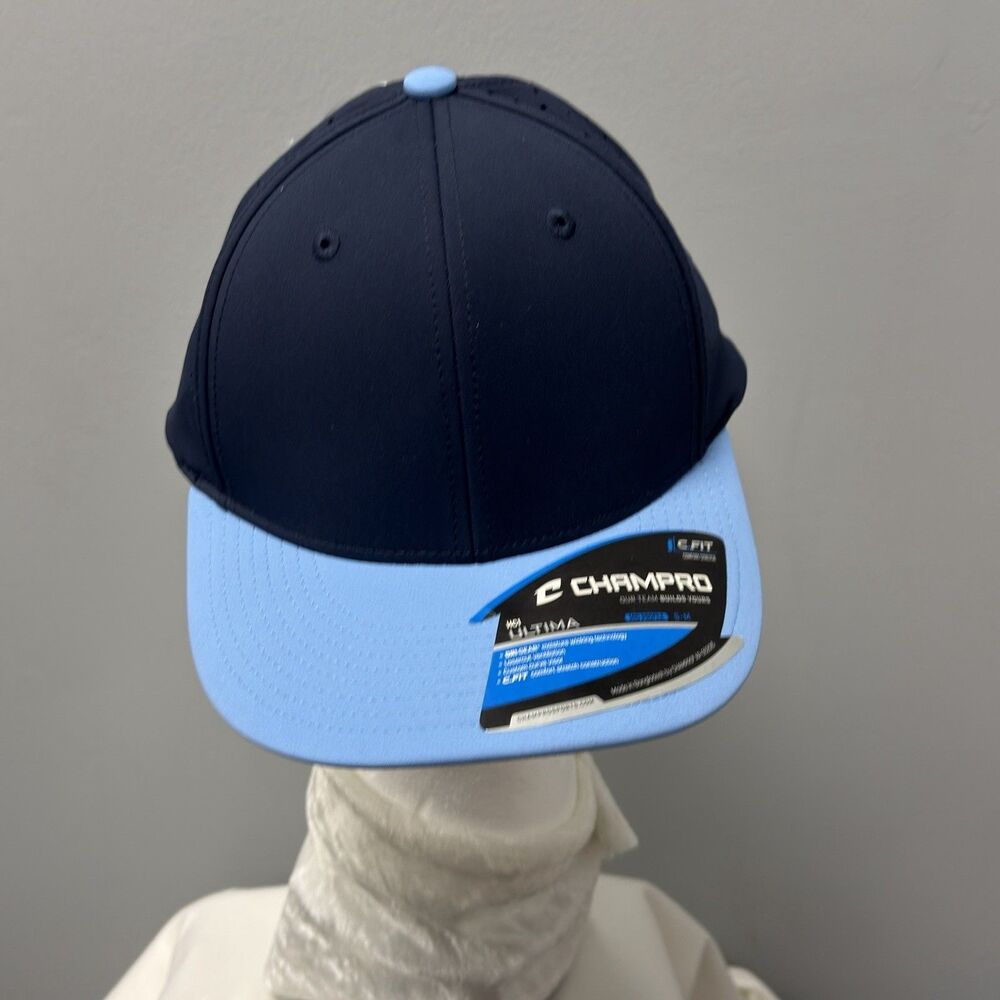 New Champro Light Blue/bl Men's Baseball Cap Ultima HC1 Size S-M with Laser cuts